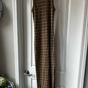 Brown and white striped dress